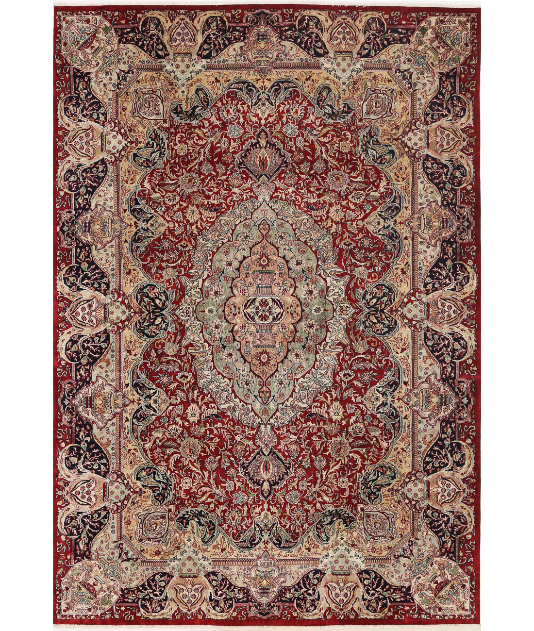 Hand Knotted Persian Kashmar Wool Rug - 7&#39;9&#39;&#39; x 11&#39;7&#39;&#39; 7&#39;9&#39;&#39; x 11&#39;7&#39;&#39; (233 X 348) / Red / Blue