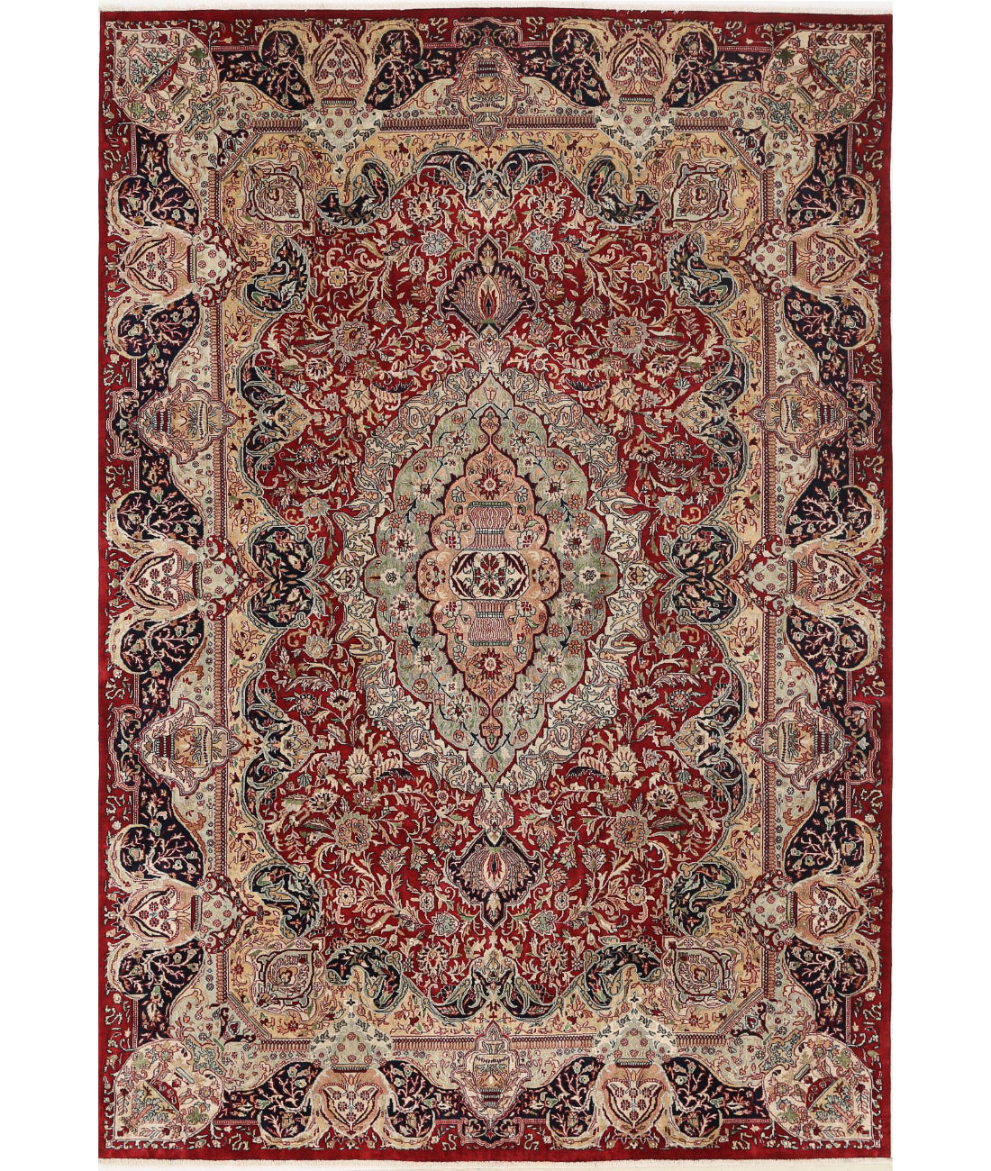 Hand Knotted Oriental Kashmar Wool Rug - 7'9'' x 11'7''