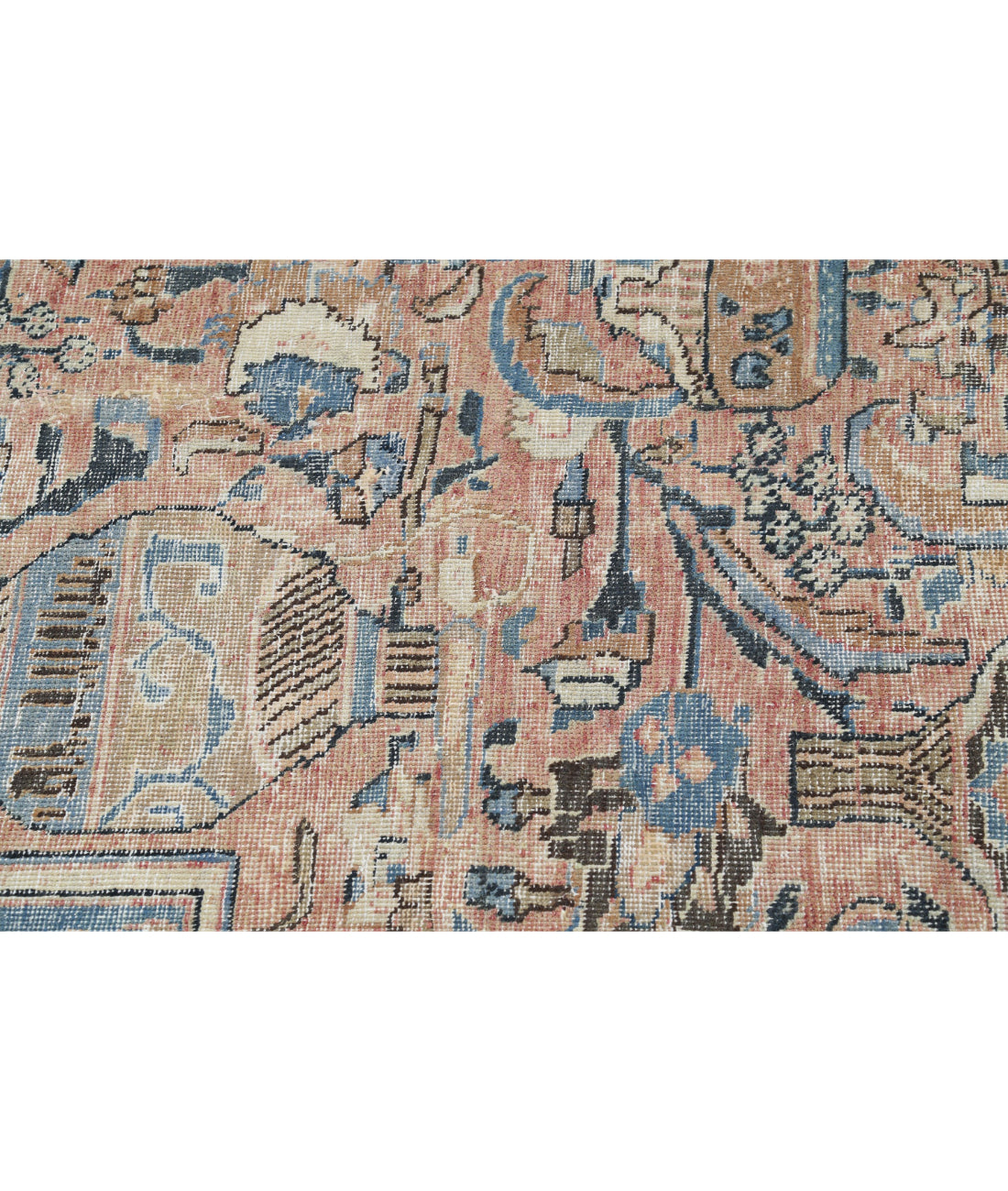 Hand Knotted Antique Persian Kashmar Wool Rug - 9'8'' x 11'11'' 9'8'' x 11'11'' (290 X 358) / Peach / Grey