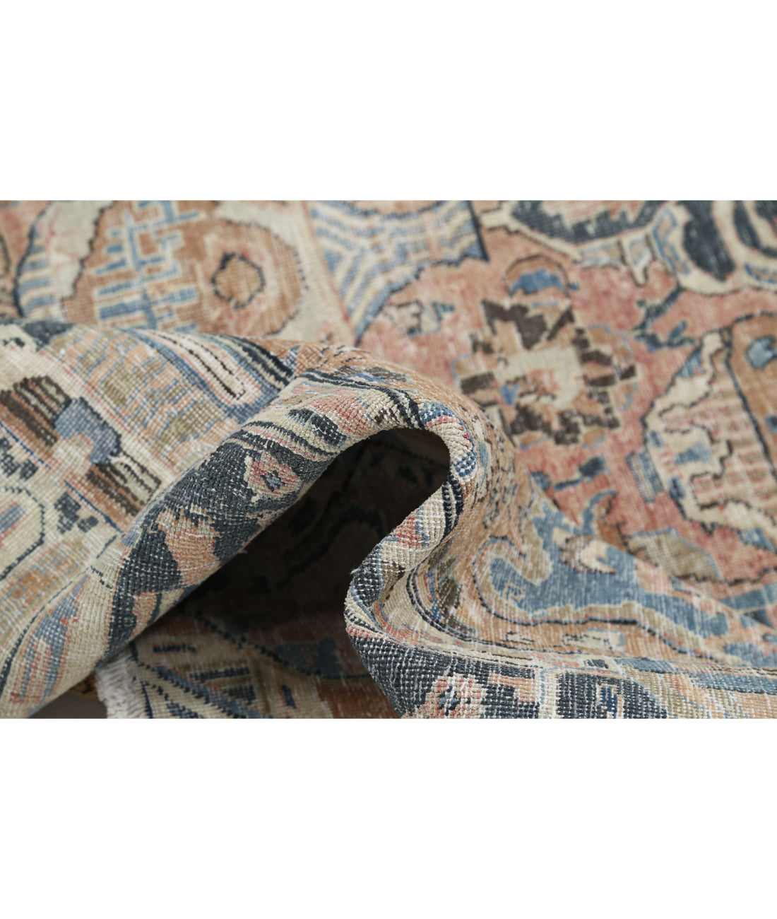 Hand Knotted Antique Persian Kashmar Wool Rug - 9'8'' x 11'11'' 9'8'' x 11'11'' (290 X 358) / Peach / Grey