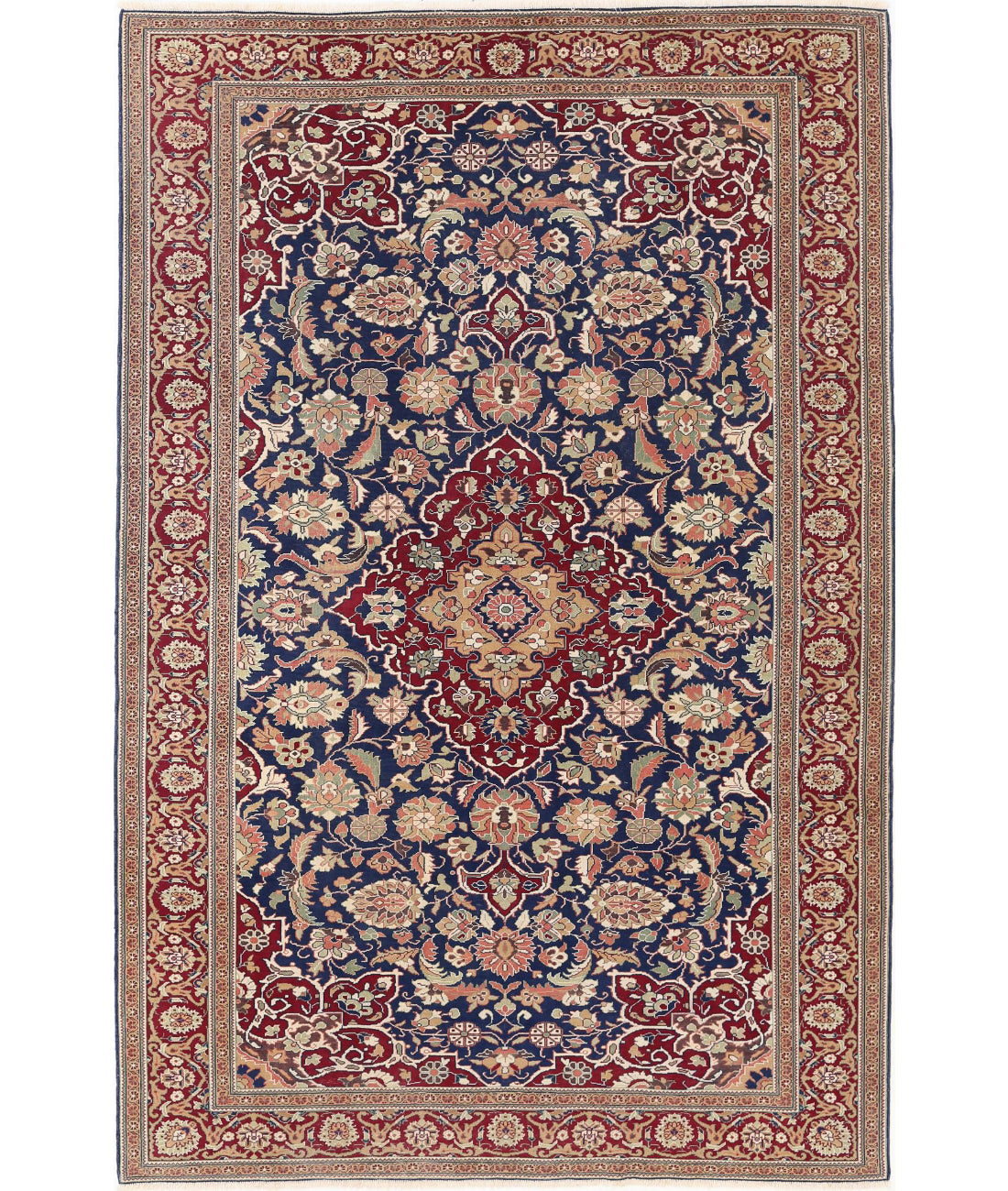 Hand Knotted Vintage Turkish Kayseri Wool Rug - 6'7'' x 9'11''