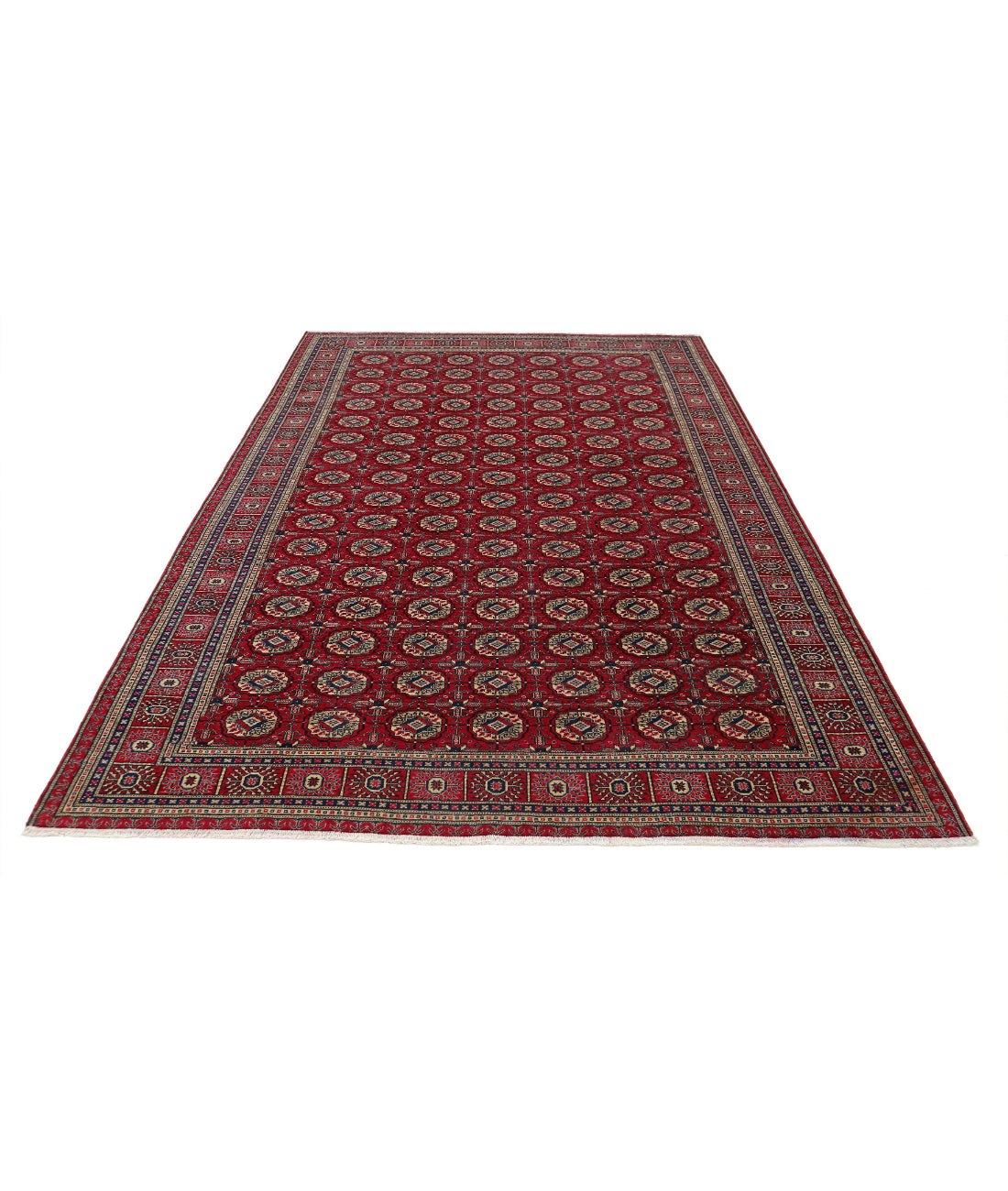 Hand Knotted Vintage Turkish Kayseri Wool Rug - 6'6'' x 9'5'' 6'6'' x 9'5'' (195 X 283) / Red / Blue