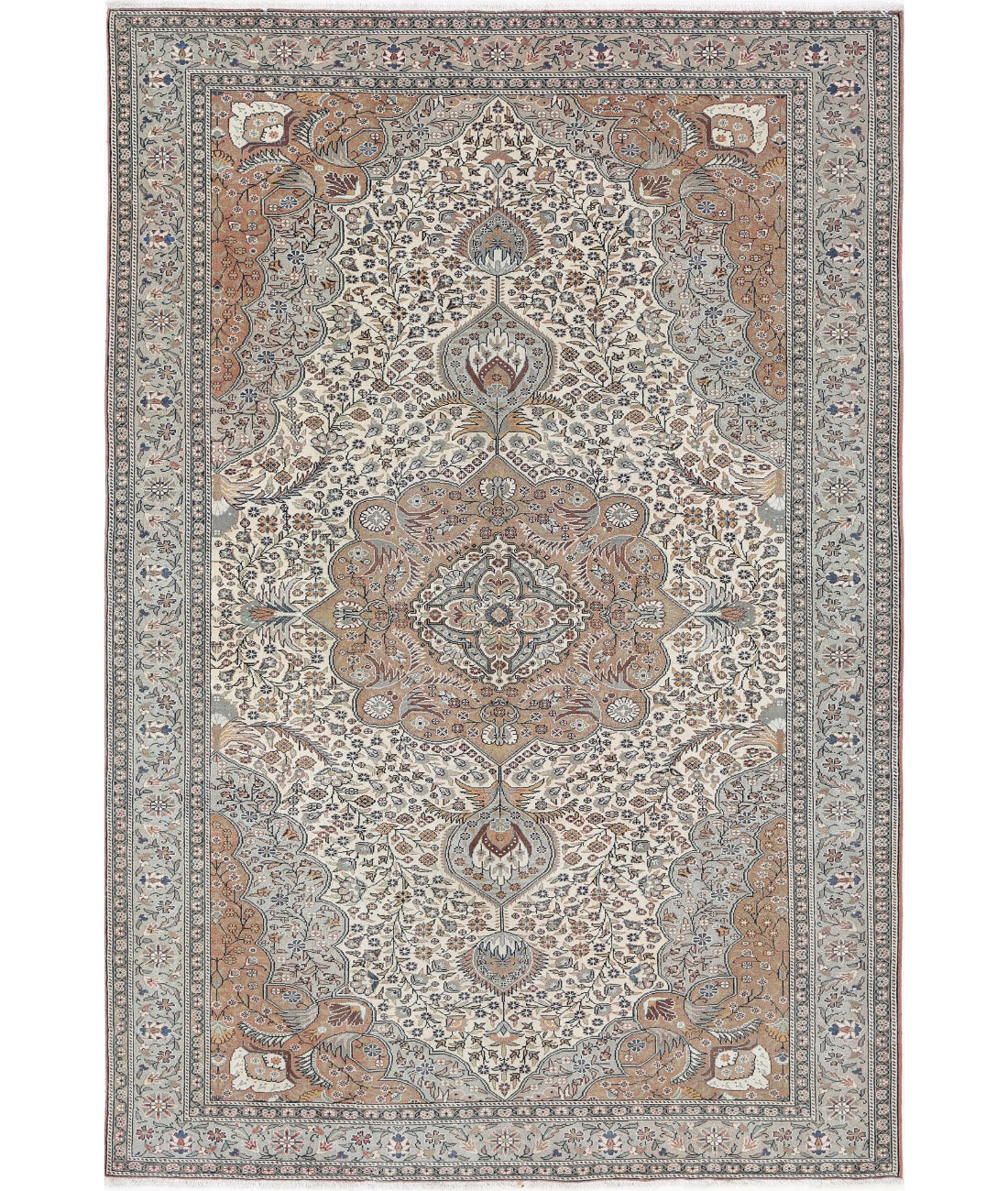 Hand Knotted Vintage Turkish Kayseri Wool Rug - 6'5'' x 9'7''