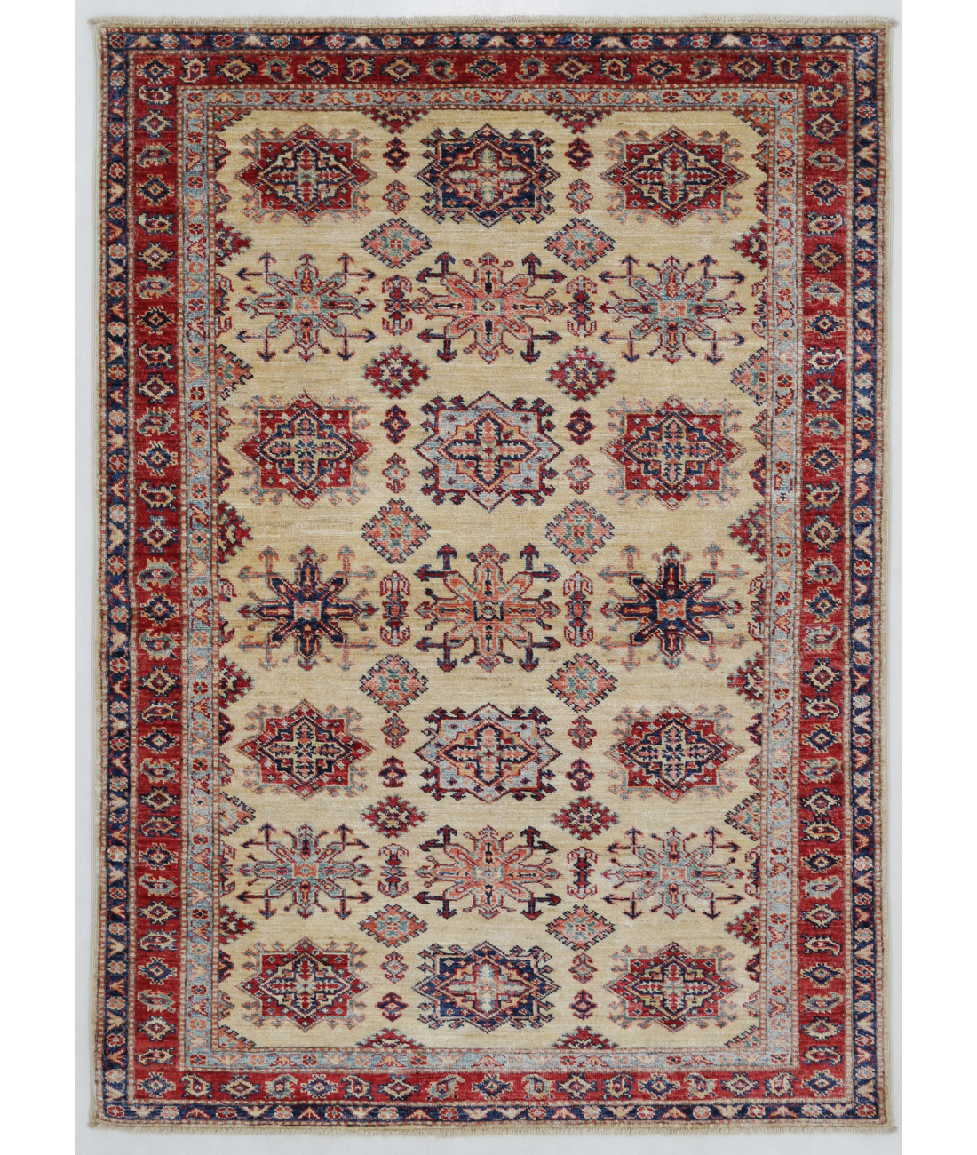 Hand Knotted Kazak Wool Rug  - 4&#39; 0&quot; X 5&#39; 6&quot;