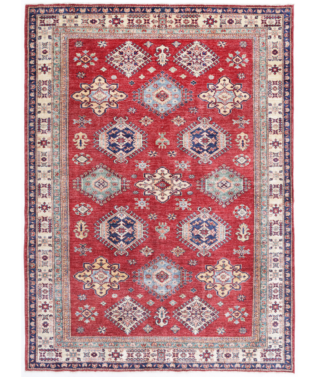 Hand Knotted Kazak Wool Rug  - 5&#39; 6&quot; X 7&#39; 5&quot;