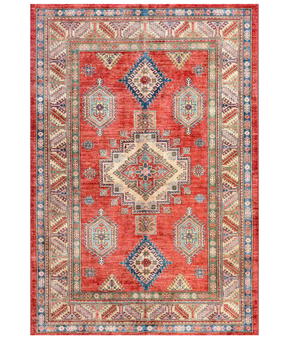 Hand Knotted Kazak Wool Rug  - 5' 6" X 7' 9"