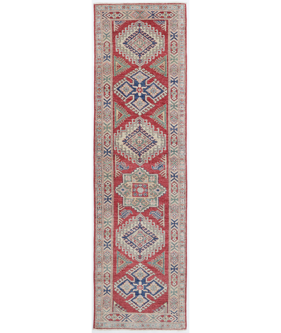 Hand Knotted Kazak Wool Rug  - 2' 3" X 8' 6"
