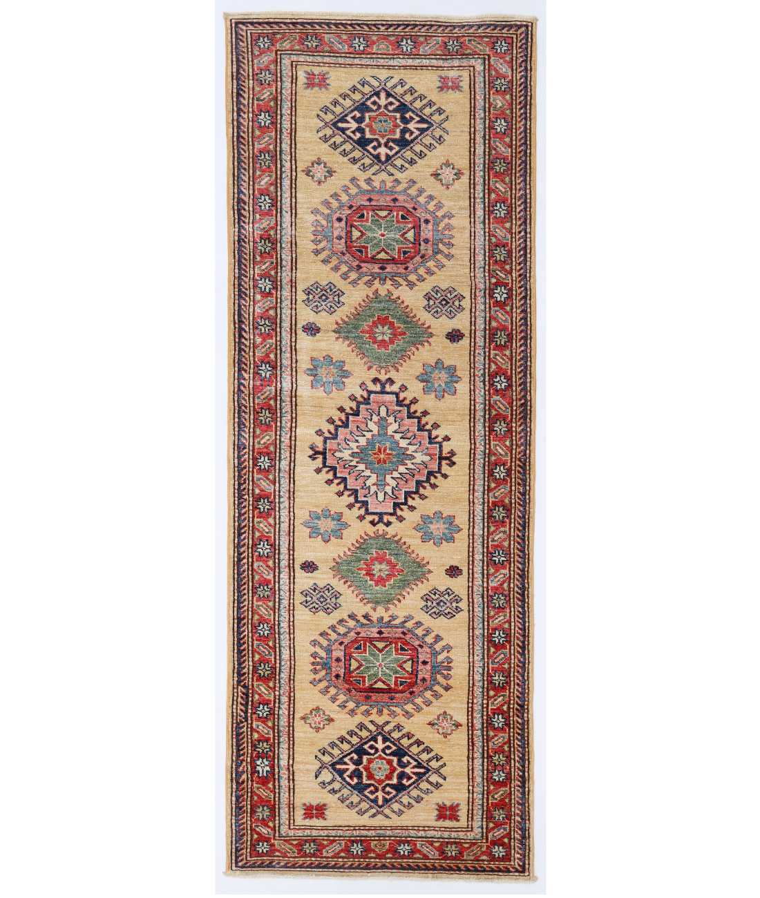 Hand Knotted Kazak Wool Rug  - 2' 4" X 6' 8"