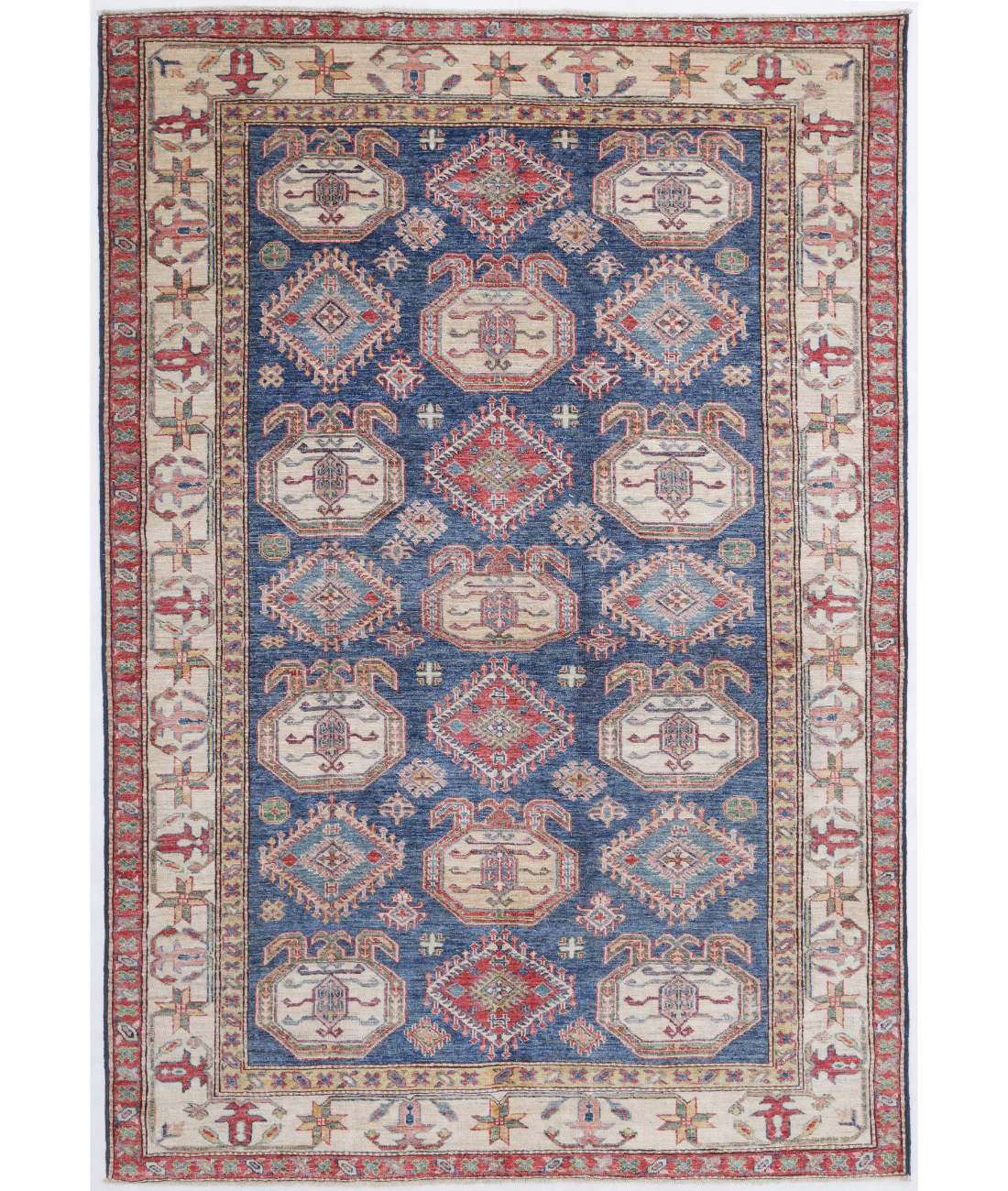 Hand Knotted Kazak Wool Rug  - 5&#39; 6&quot; X 8&#39; 1&quot;
