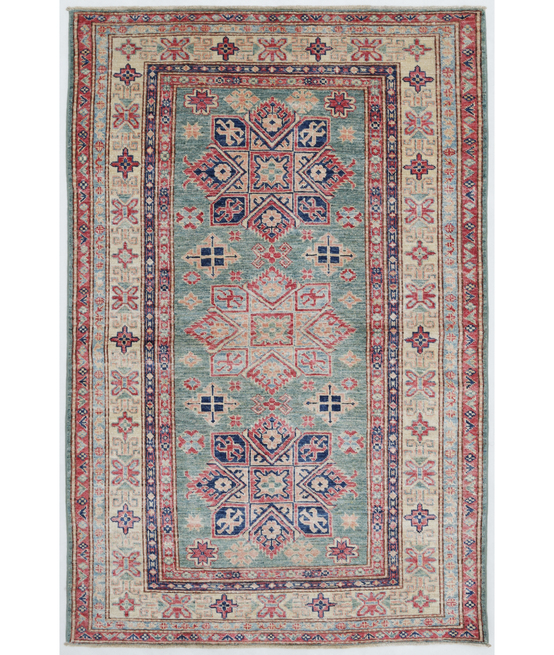 Hand Knotted Kazak Wool Rug  - 3&#39; 9&quot; X 5&#39; 8&quot;