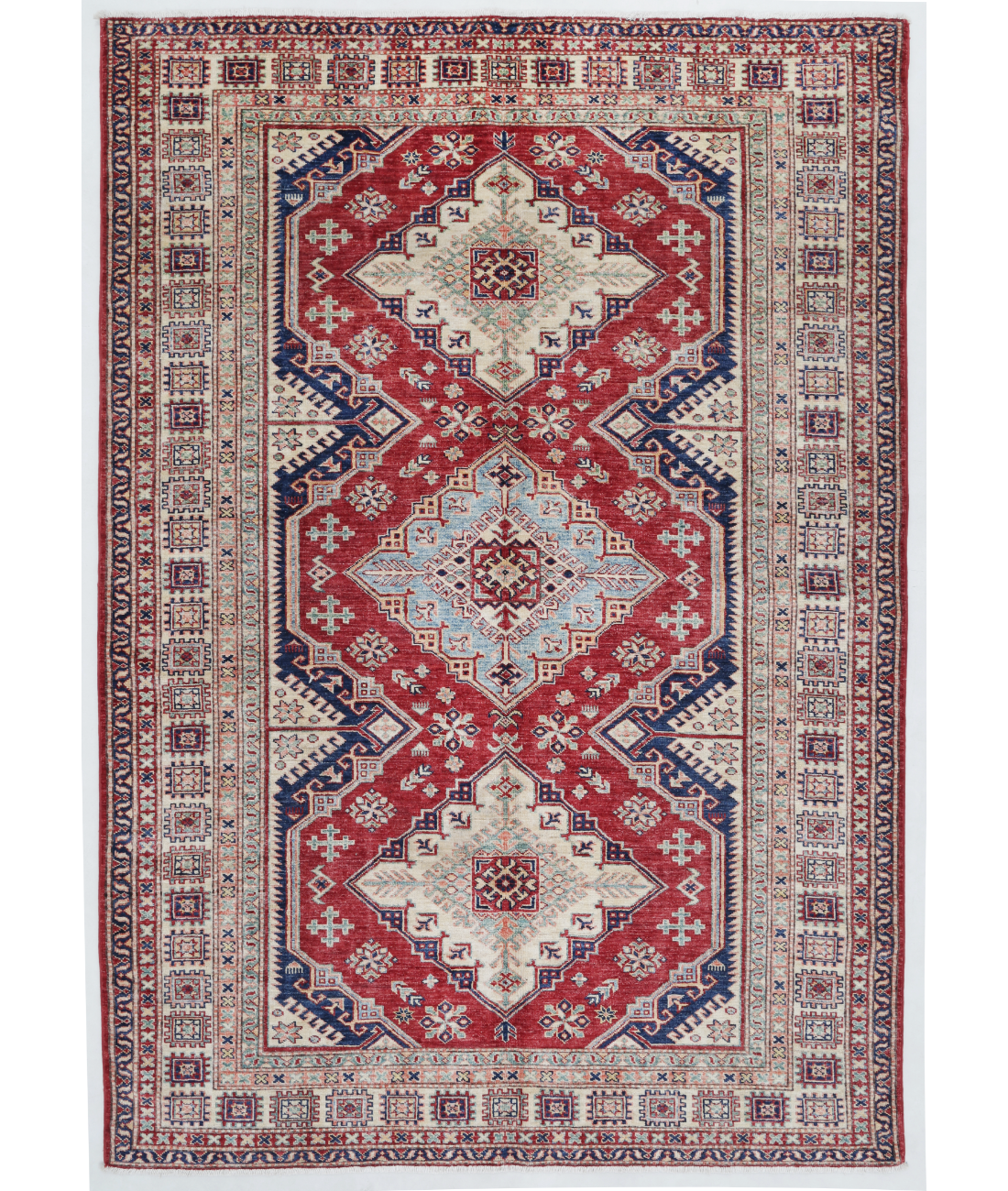 Hand Knotted Kazak Wool Rug  - 5&#39; 6&quot; X 7&#39; 11&quot;