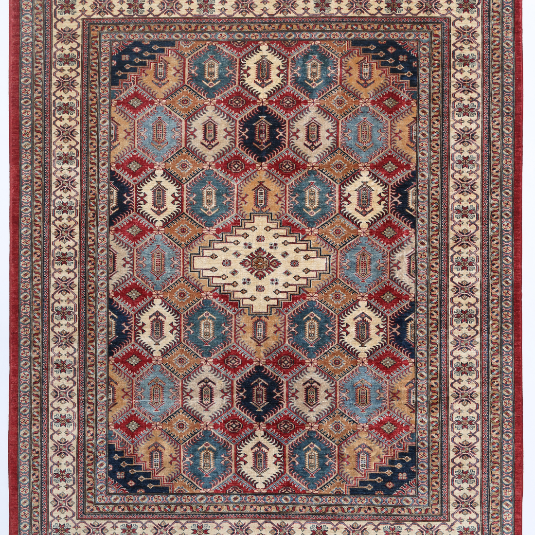 Hand Knotted Kazak Wool Rug  - 8' 1" X 9' 7"