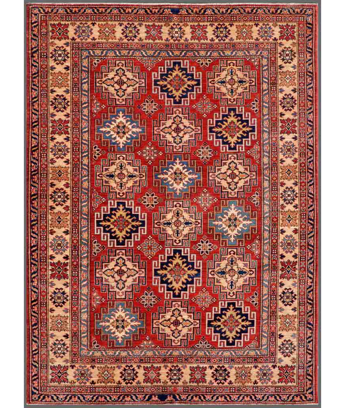 Hand Knotted Kazak Wool Rug  - 5&#39; 6&quot; X 7&#39; 9&quot;