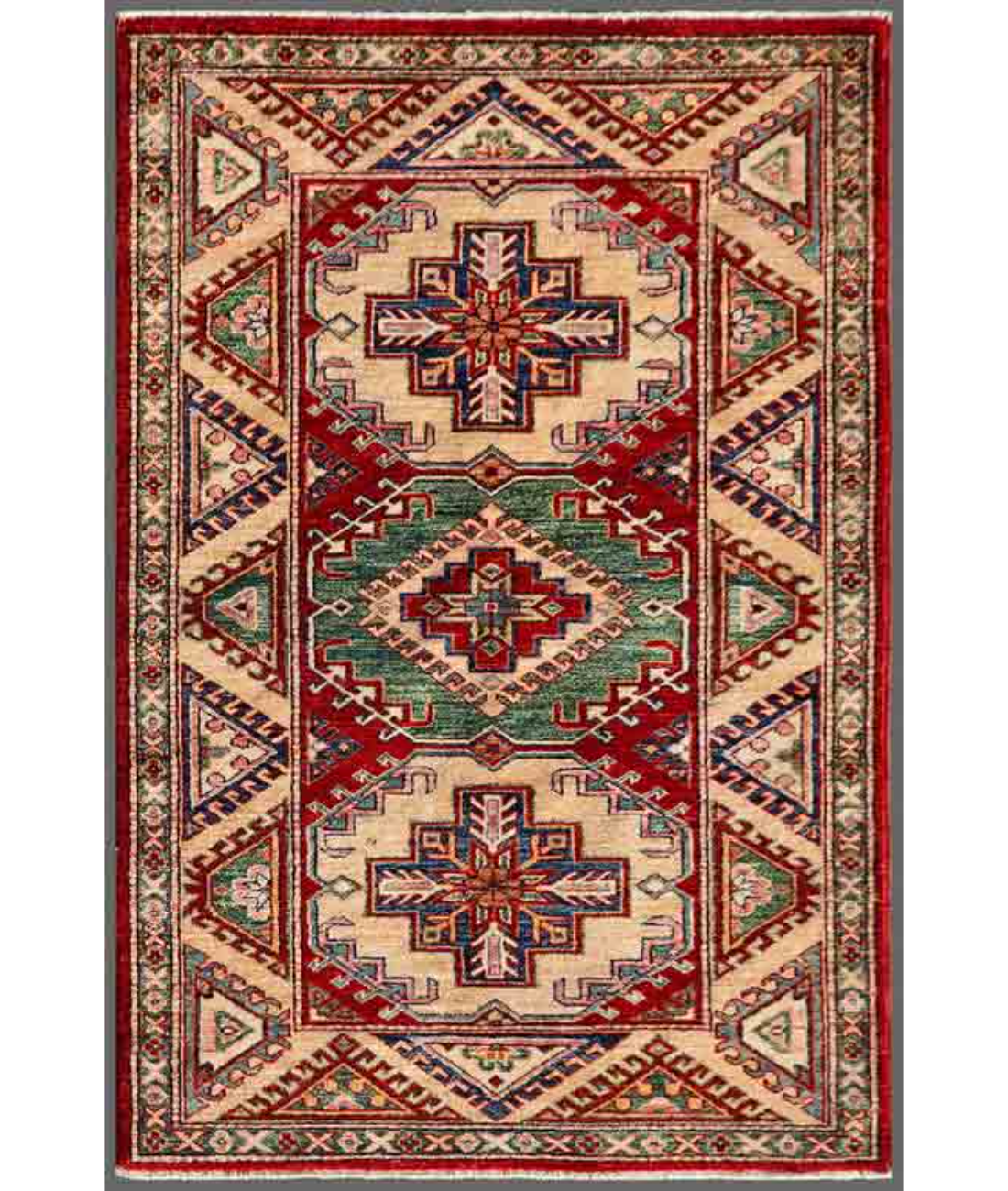Hand Knotted Kazak Wool Rug  - 3' 0" X 4' 7"