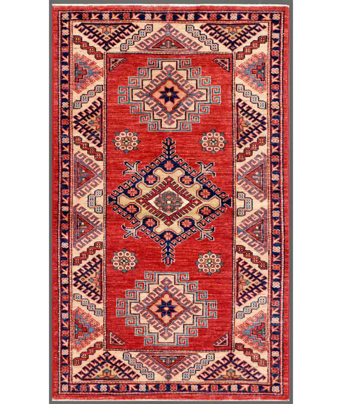 Hand Knotted Kazak Wool Rug  - 2' 11" X 4' 10"