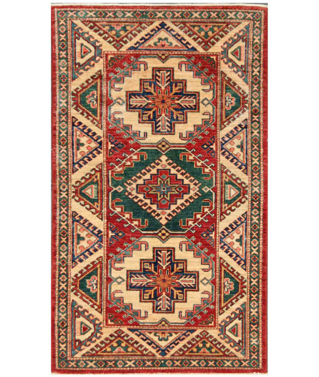 Hand Knotted Kazak Wool Rug  - 2&#39; 11&quot; X 4&#39; 11&quot;
