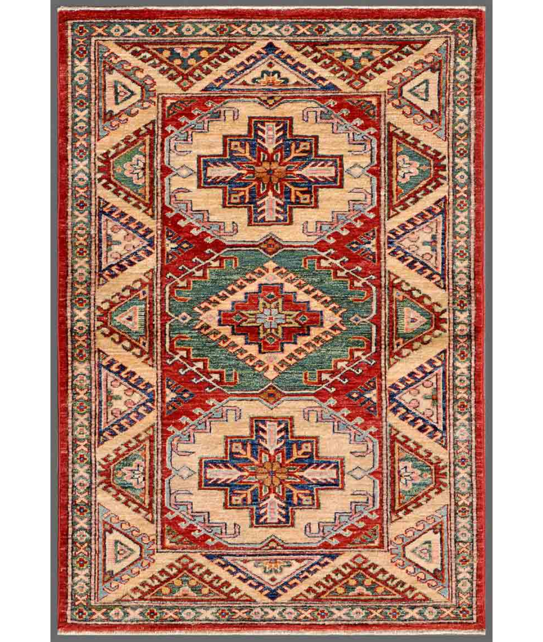 Hand Knotted Kazak Wool Rug  - 3' 0" X 4' 6"