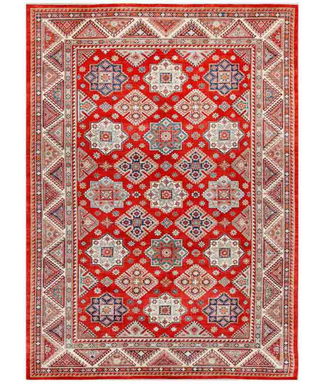 Hand Knotted Kazak Wool Rug 10' 4" X 14' 3" 10' 4" X 14' 3" (315 X 434) / Red / Ivory