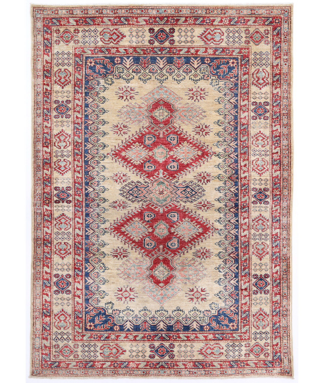 Hand Knotted Kazak Wool Rug  - 4' 9" X 6' 7"