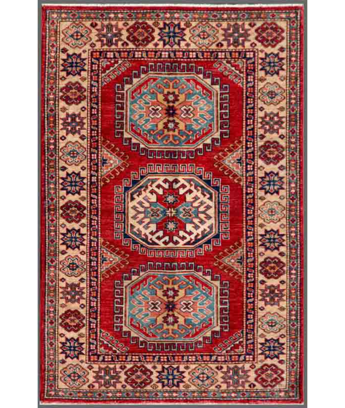 Hand Knotted Kazak Wool Rug  - 3' 2" X 4' 10"