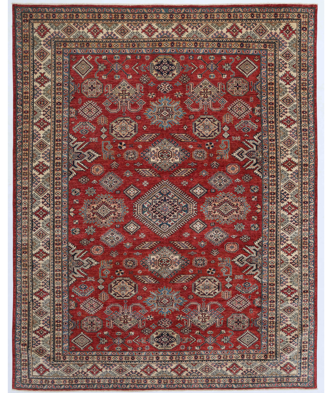 Hand Knotted Kazak Wool Rug  - 7&#39; 10&quot; X 9&#39; 9&quot;