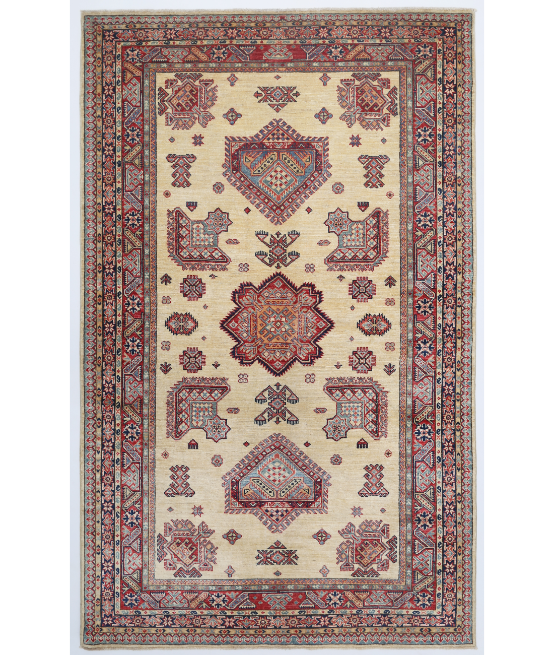 Hand Knotted Kazak Wool Rug  - 5&#39; 3&quot; X 8&#39; 6&quot;