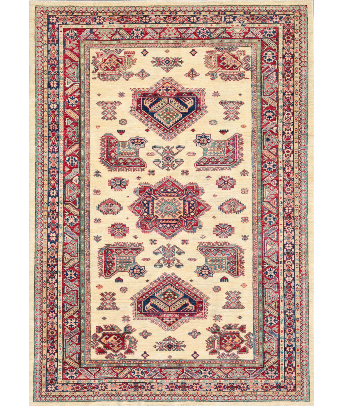 Hand Knotted Kazak Wool Rug  - 5&#39; 7&quot; X 7&#39; 9&quot;