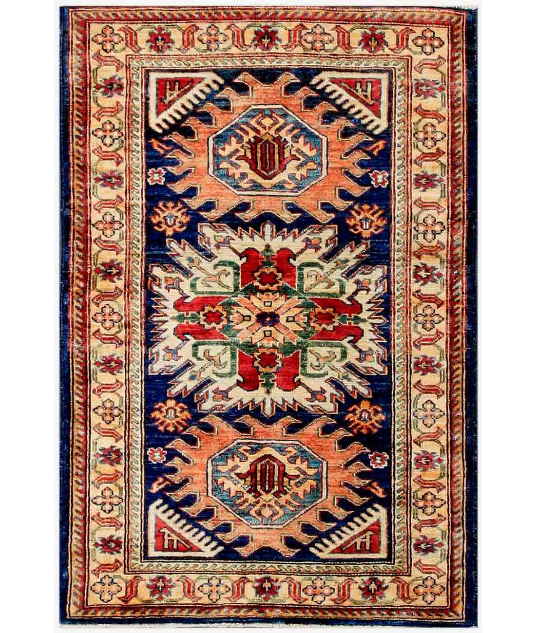 Hand Knotted Kazak Wool Rug  - 2&#39; 9&quot; X 4&#39; 0&quot;