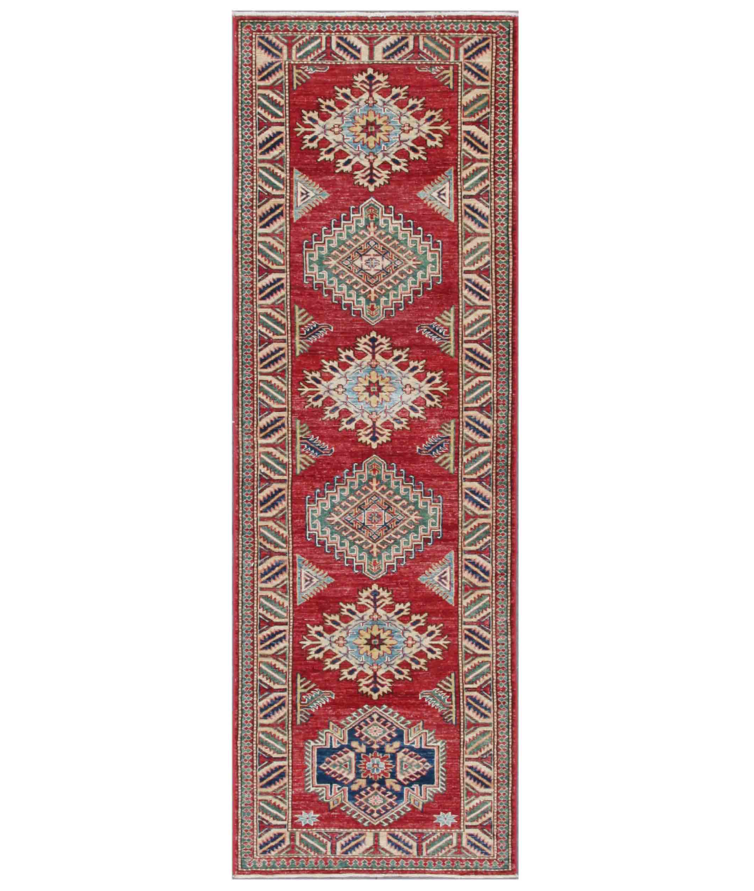 Hand Knotted Kazak Wool Rug  - 2&#39; 8&quot; X 8&#39; 0&quot;