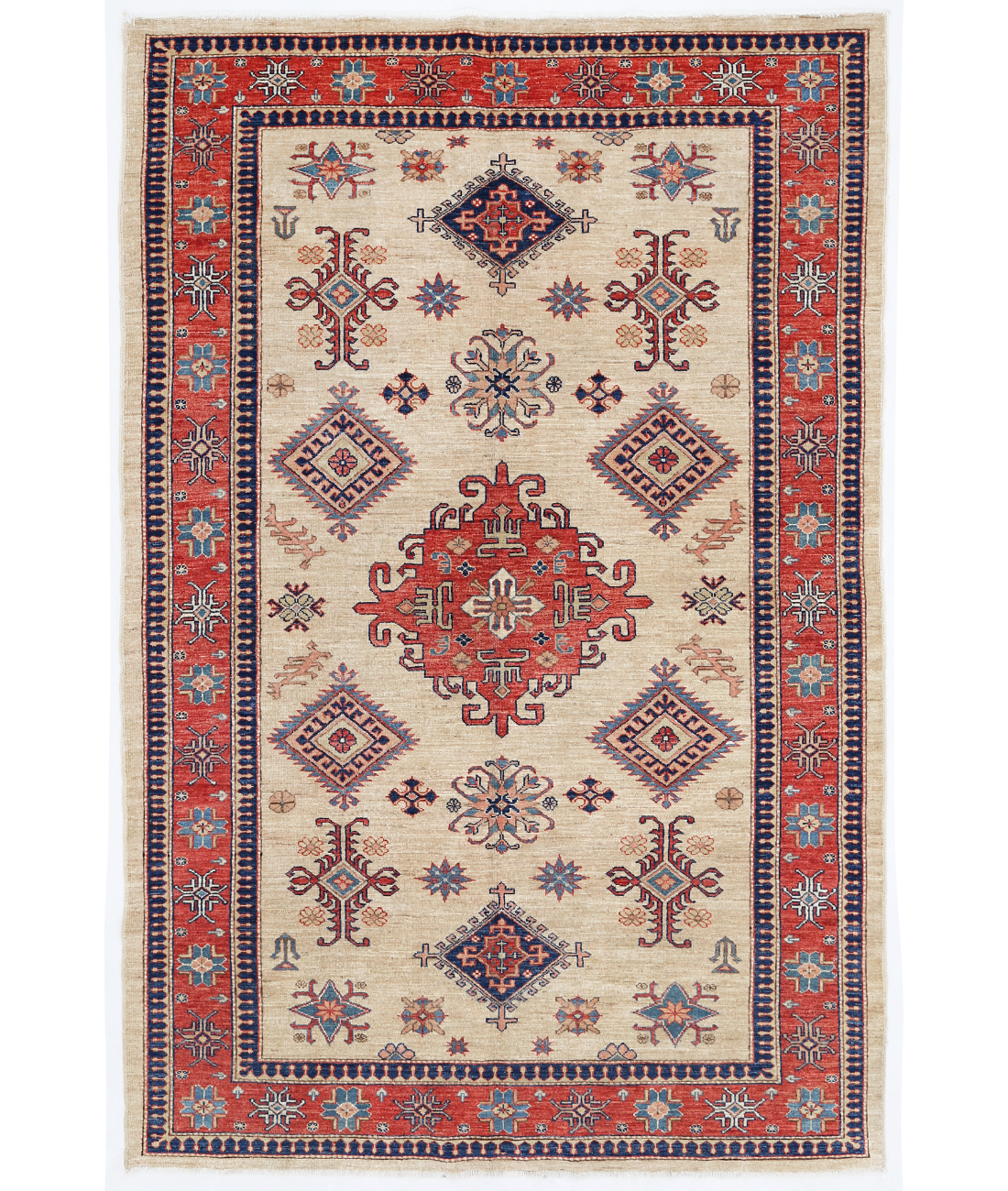 Hand Knotted Kazak Wool Rug  - 5&#39; 5&quot; X 8&#39; 1&quot;