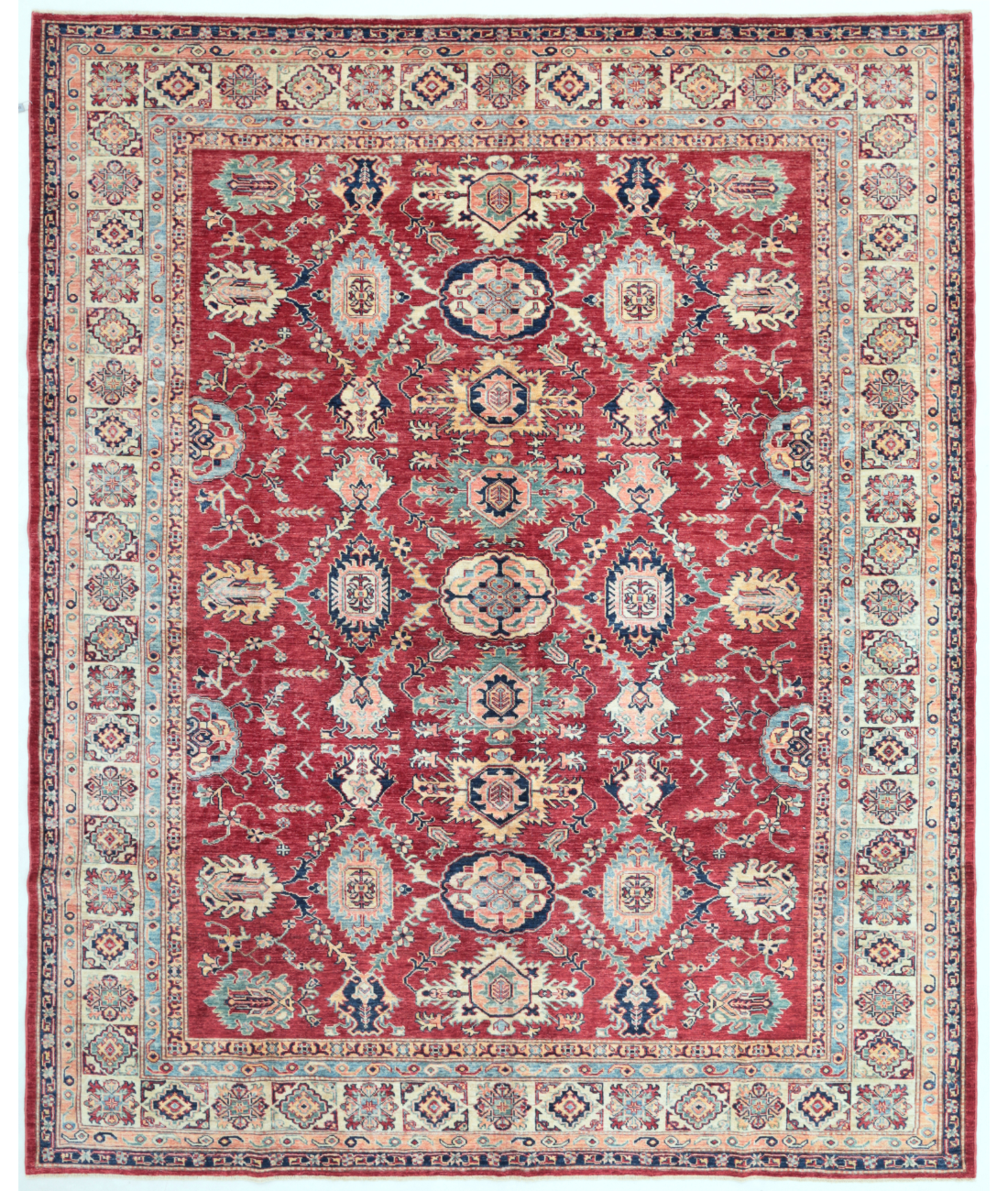 Hand Knotted Kazak Wool Rug  - 8&#39; 1&quot; X 9&#39; 11&quot;