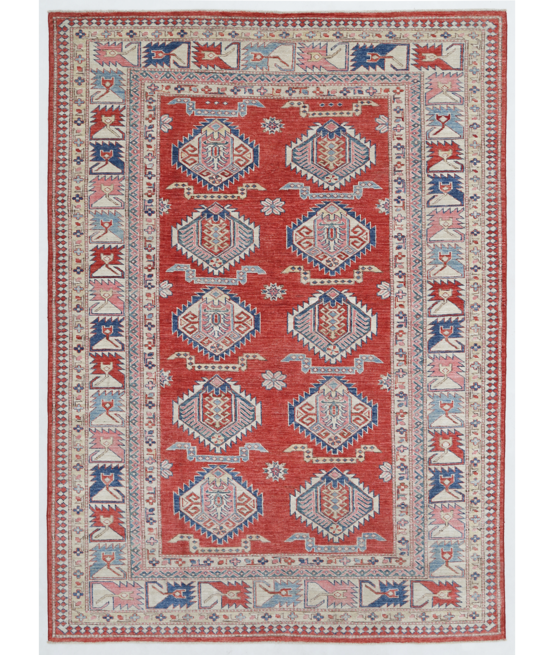 Hand Knotted Kazak Wool Rug  - 5' 9" X 7' 11"