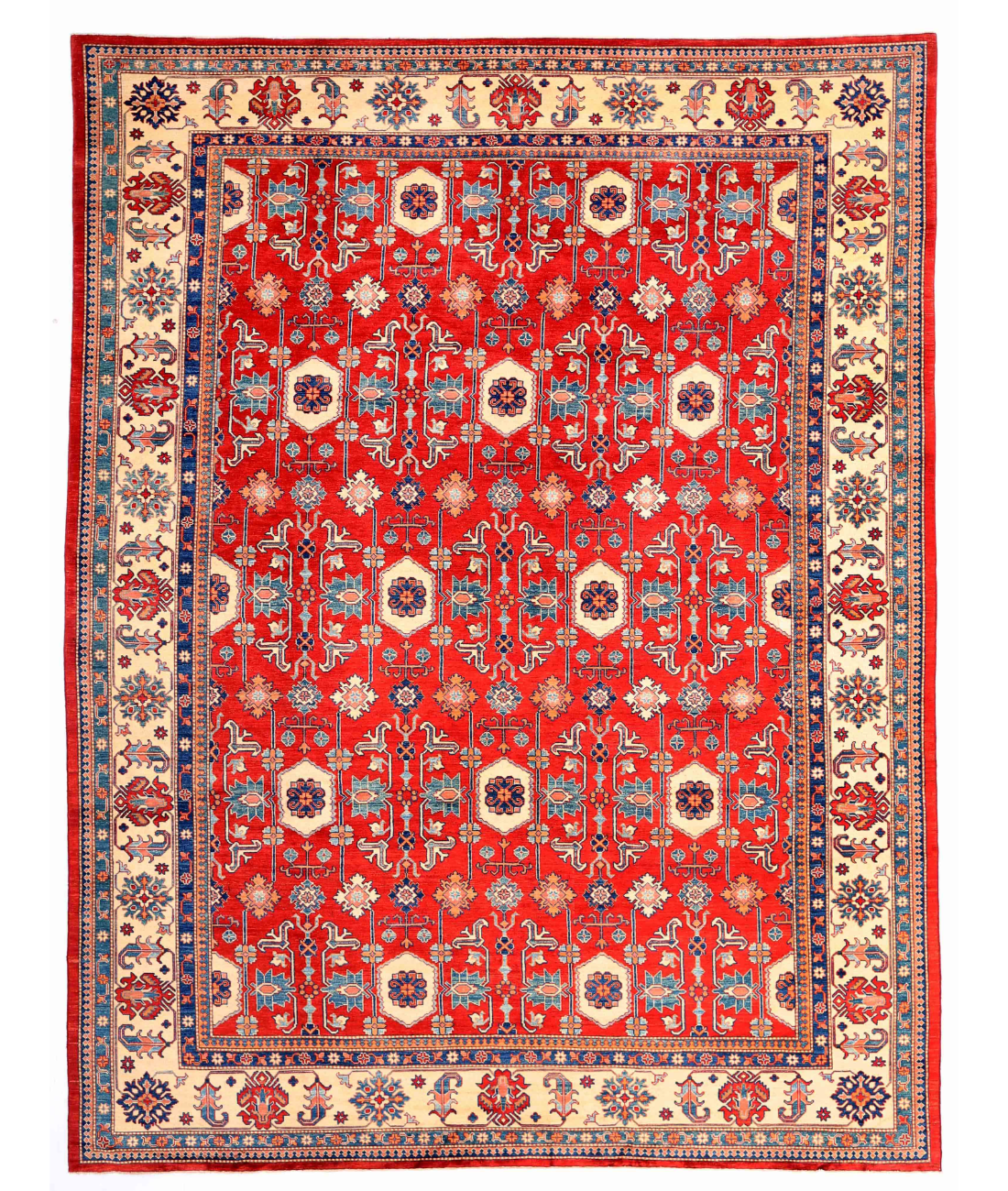 Hand Knotted Kazak Wool Rug  - 12&#39; 0&quot; X 15&#39; 6&quot;