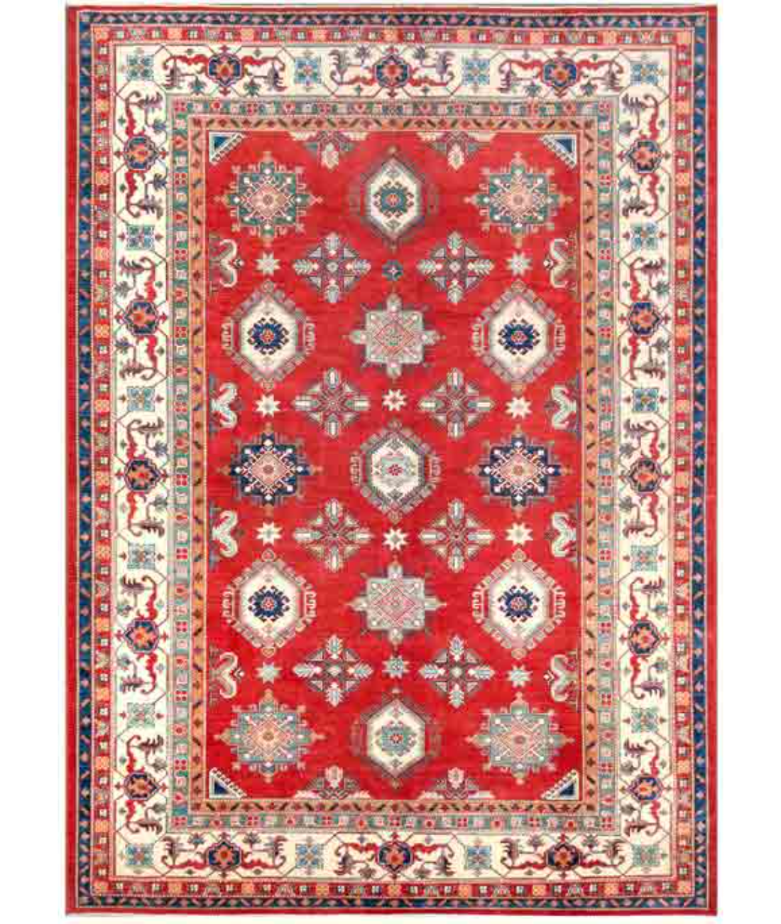 Hand Knotted Kazak Wool Rug 10' 4" X 14' 1" 10' 4" X 14' 1" (315 X 429) / Red / Ivory