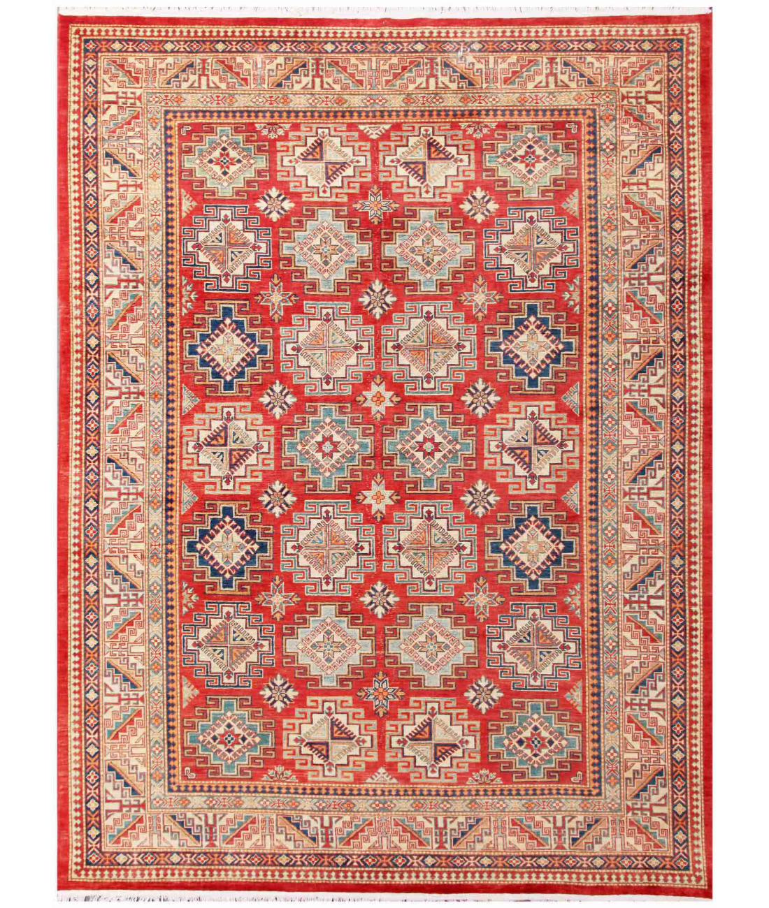 Hand Knotted Kazak Wool Rug  - 9' 0" X 12' 2"