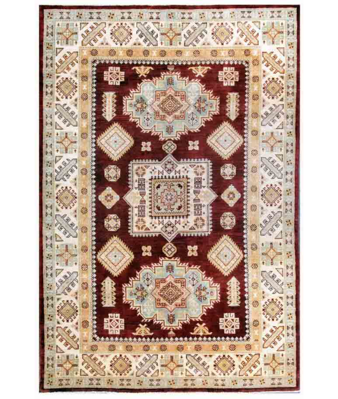 Hand Knotted Kazak Wool Rug  - 5&#39; 5&quot; X 8&#39; 0&quot;