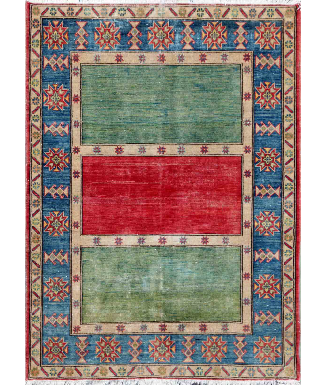 Hand Knotted Kazak Wool Rug  - 5&#39; 8&quot; X 7&#39; 5&quot;