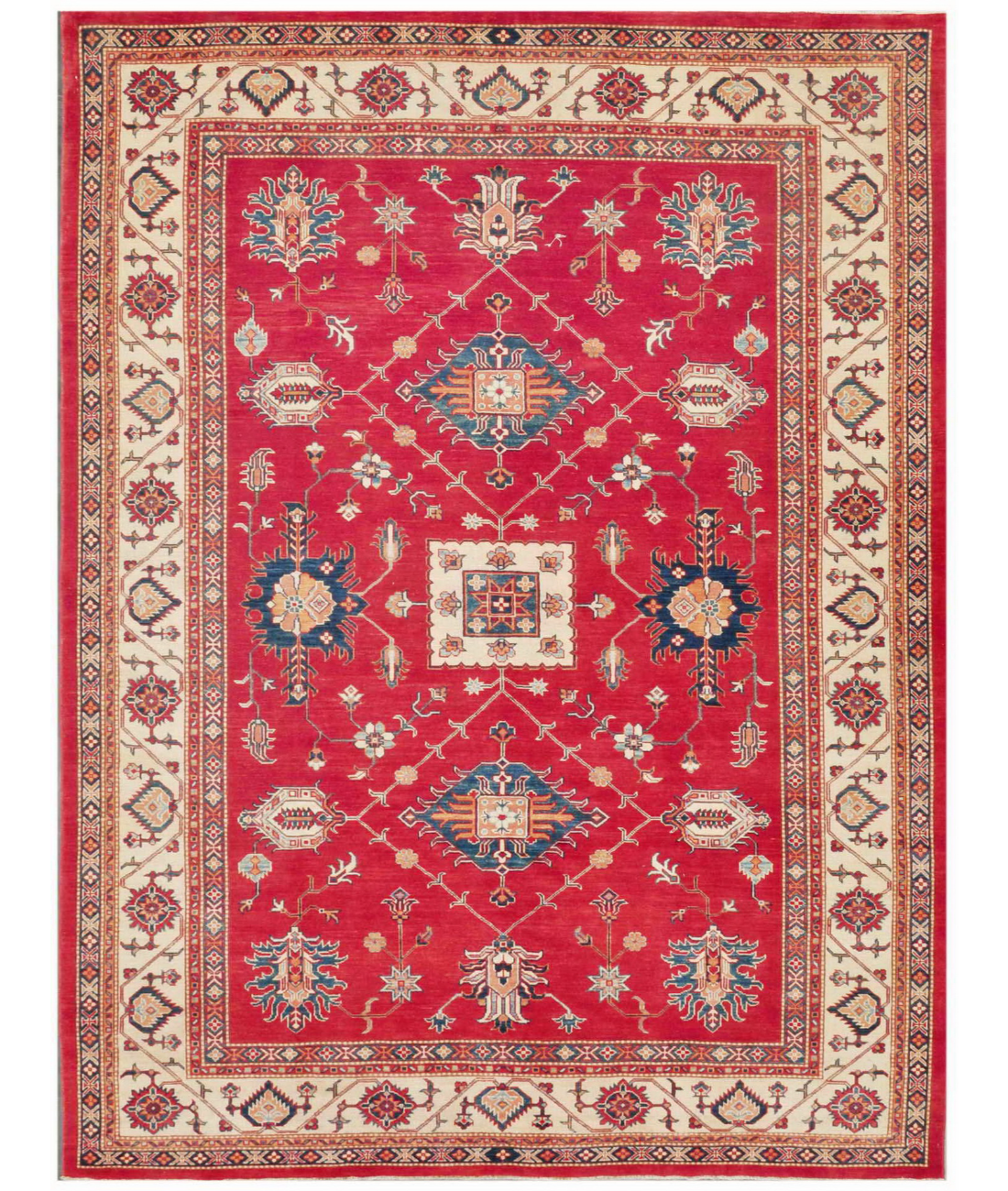 Hand Knotted Kazak Wool Rug  - 9' 2" X 12' 0"