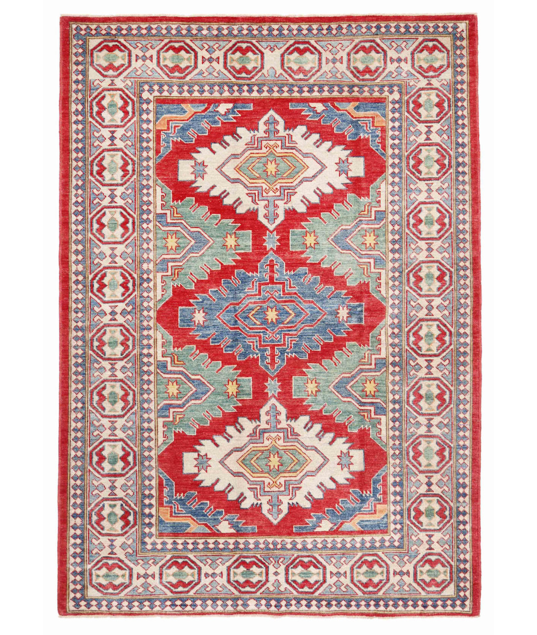 Hand Knotted Kazak Wool Rug  - 5' 11" X 8' 3"