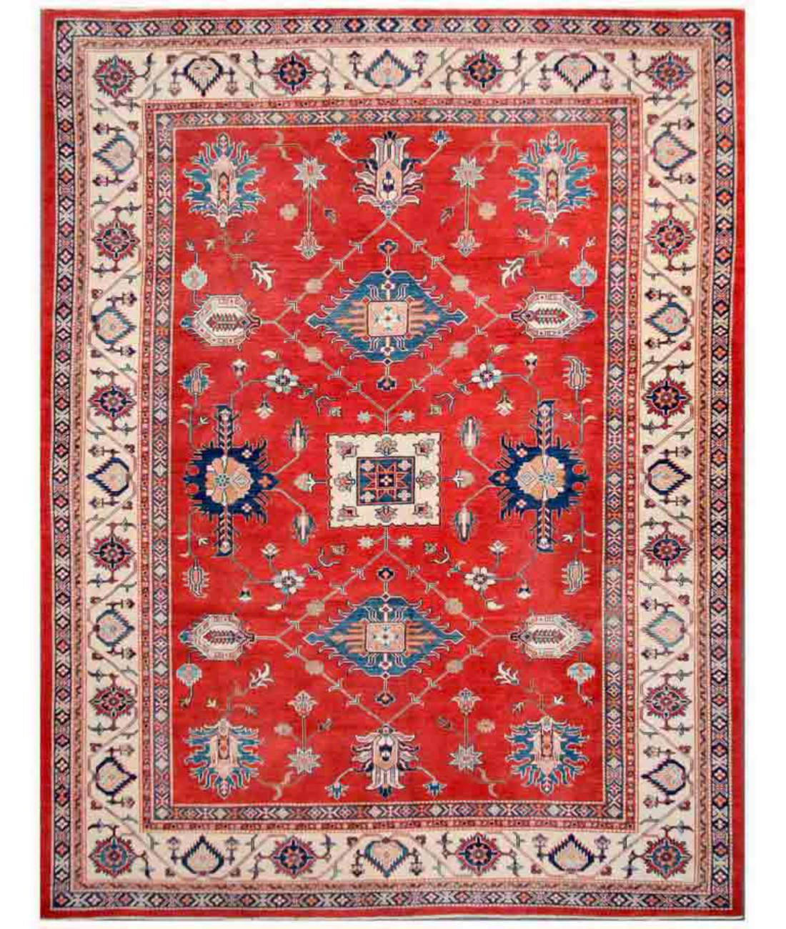 Hand Knotted Kazak Wool Rug  - 9' 5" X 12' 1"