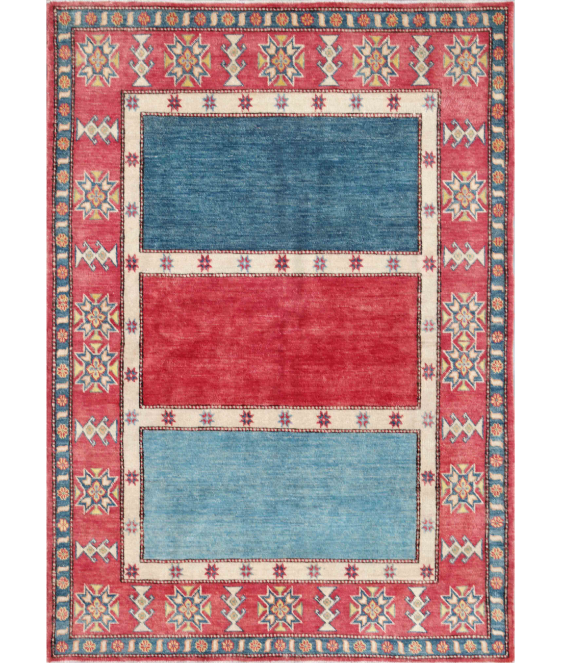 Hand Knotted Kazak Wool Rug  - 5&#39; 7&quot; X 7&#39; 10&quot;