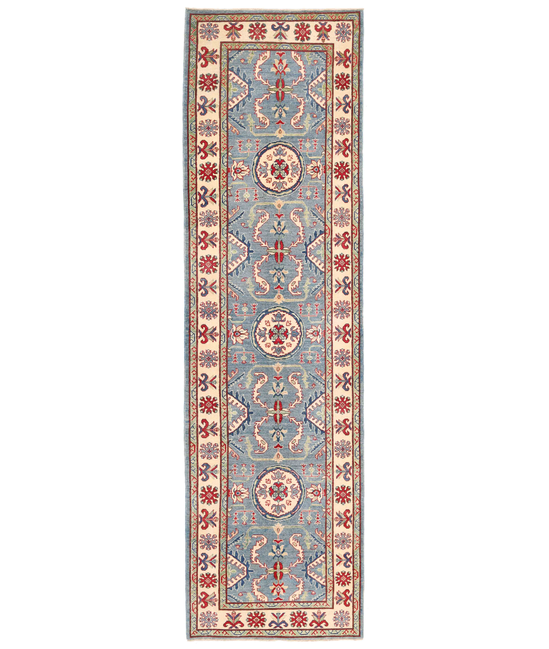 Hand Knotted Kazak Wool Rug  - 4' 0" X 14' 3"
