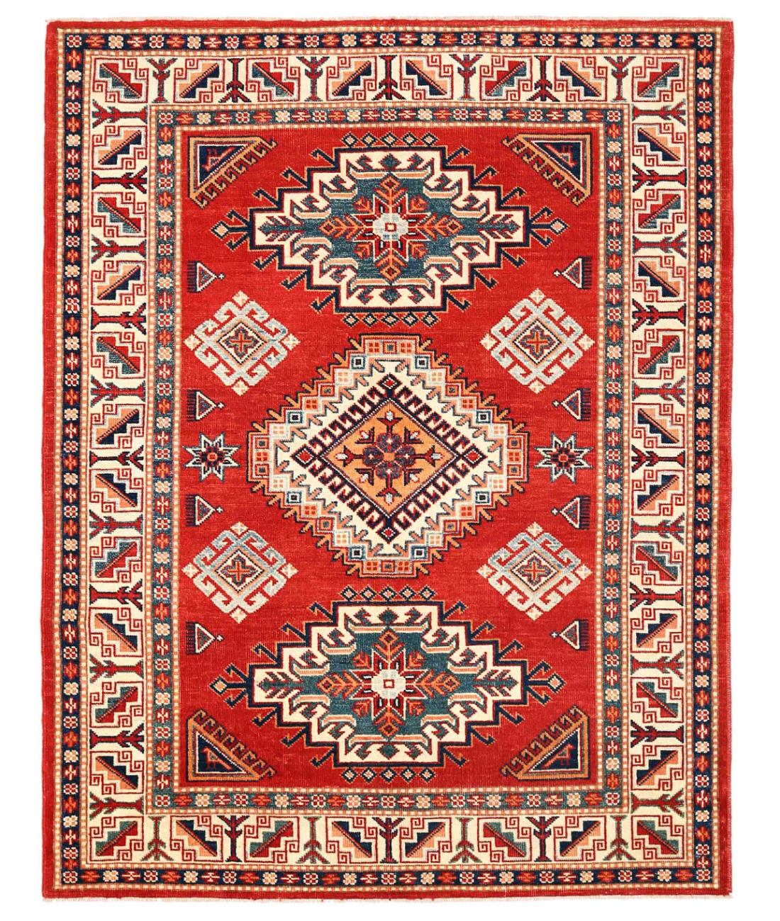 Hand Knotted Kazak Wool Rug  - 4' 11" X 6' 5"