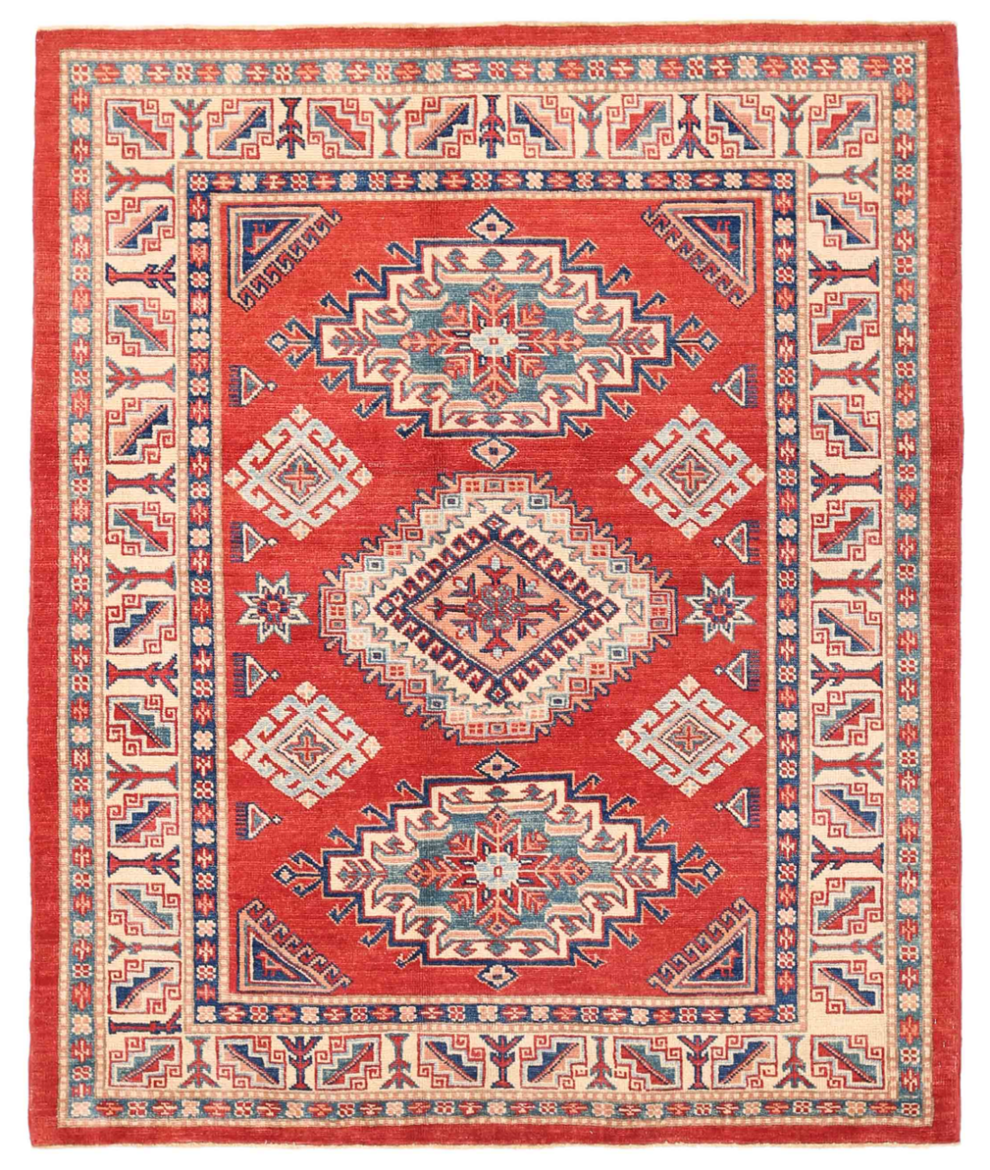 Hand Knotted Kazak Wool Rug  - 5&#39; 1&quot; X 6&#39; 2&quot;