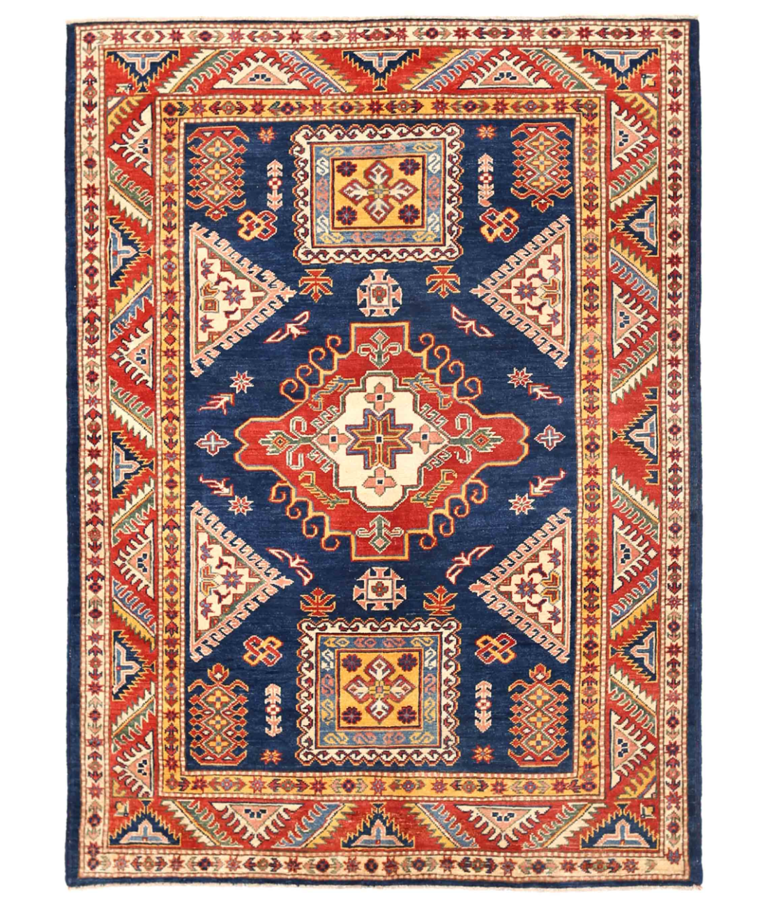 Hand Knotted Kazak Wool Rug  - 4' 10" X 6' 8"