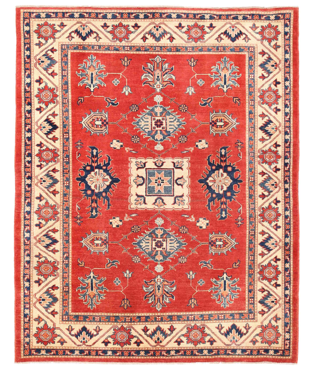 Hand Knotted Kazak Wool Rug  - 5&#39; 2&quot; X 6&#39; 7&quot;