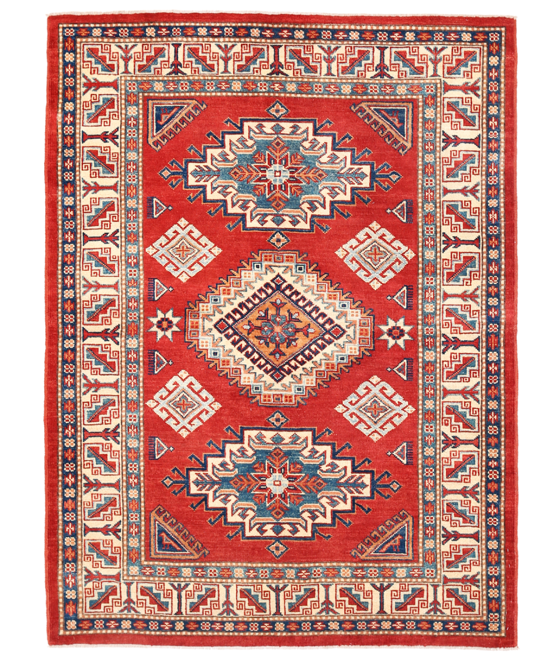 Hand Knotted Kazak Wool Rug  - 5&#39; 0&quot; X 6&#39; 11&quot;