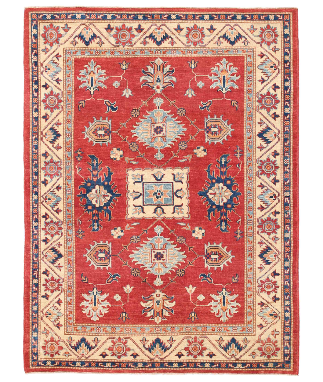 Hand Knotted Kazak Wool Rug  - 5&#39; 0&quot; X 6&#39; 10&quot;