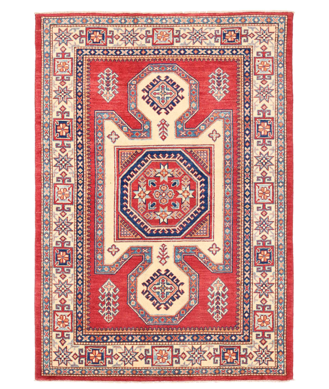 Hand Knotted Kazak Wool Rug  - 4&#39; 8&quot; X 6&#39; 8&quot;