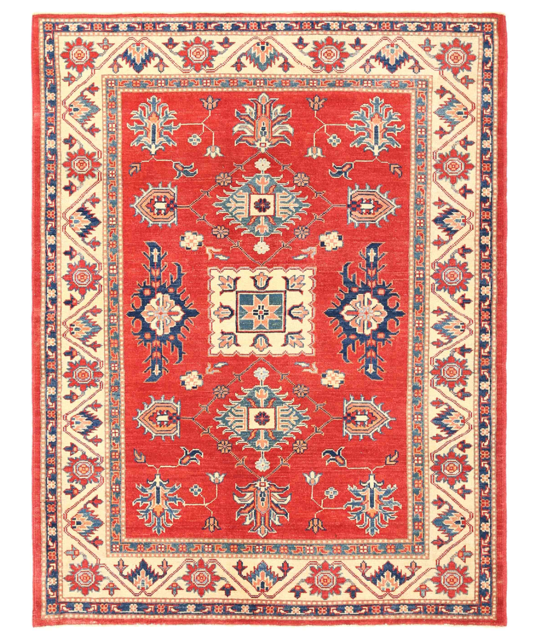 Hand Knotted Kazak Wool Rug  - 5&#39; 2&quot; X 6&#39; 9&quot;